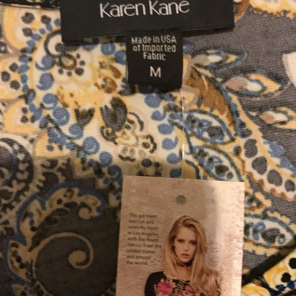 Karen Kane blouse paisley print with contrast hem